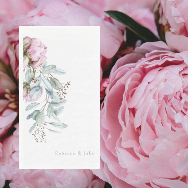 Watercolor Pink Peonies Wedding Napkin (Creator Uploaded)
