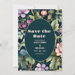 Watercolor Pink Peony  Art Nouveau Wedding Save The Date