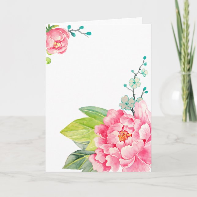 Watercolor Pink Peony Card (Front)
