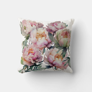 Watercolor Pink Peony Cushion 