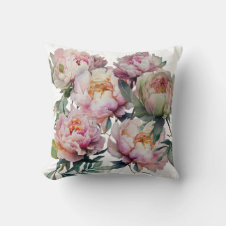 Watercolor Pink Peony Cushion