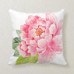 Watercolor Pink Peony Cushion