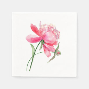 WATERCOLOR Pink PEONY Napkins