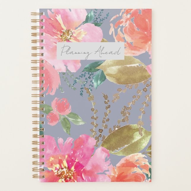 Watercolor Pink Peony  Planner (Front)