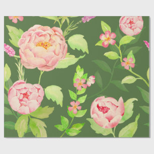 Watercolor pink peony Wrapping paper