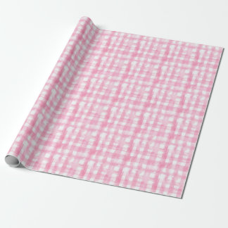 Watercolor Pink Plaid Wrapping Paper