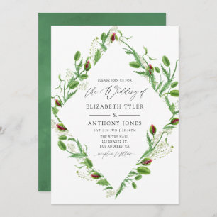 Watercolor Pink Poppies Wedding Invitation