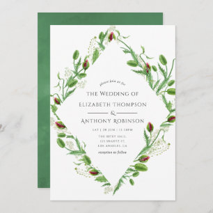Watercolor Pink Poppies Wedding Invitation