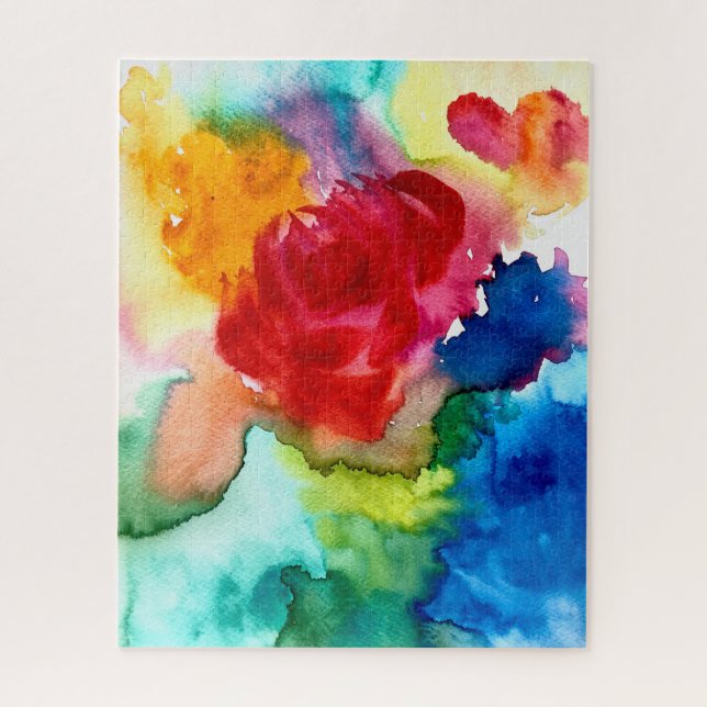 Watercolor pink poppy art flower jigsaw puzzle (Vertical)