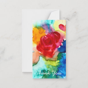 Watercolor pink poppy art flower note card