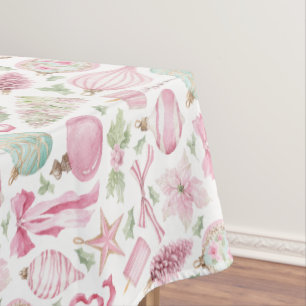 Watercolor Pink Present Christmas Tablecloth