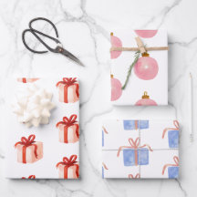 Watercolor Pink Presents & Ornaments