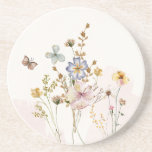 Watercolor Pink pressed & dried Wildflowers Coaster<br><div class="desc">Watercolor Pink pressed & dried Wildflowers coaster</div>