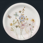 Watercolor Pink pressed & dried Wildflowers Paper Plate<br><div class="desc">Watercolor Pink pressed & dried Wildflowers Paper Plates</div>