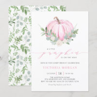Watercolor Pink Pumpkin Autumn Baby Brunch