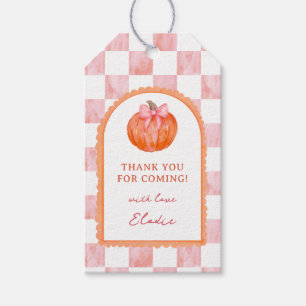 Watercolor Pink Pumpkin Baby Shower Thank You Gift Tags
