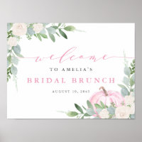 Watercolor Pink Pumpkin Fall Bridal Brunch Welcome