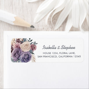 Watercolor Pink Purple Floral Return Address Label