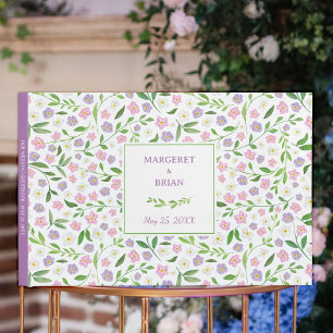 Watercolor Pink & Purple Floral Signature Wedding Guest Book