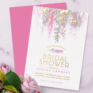 Watercolor pink purple gold bridal shower