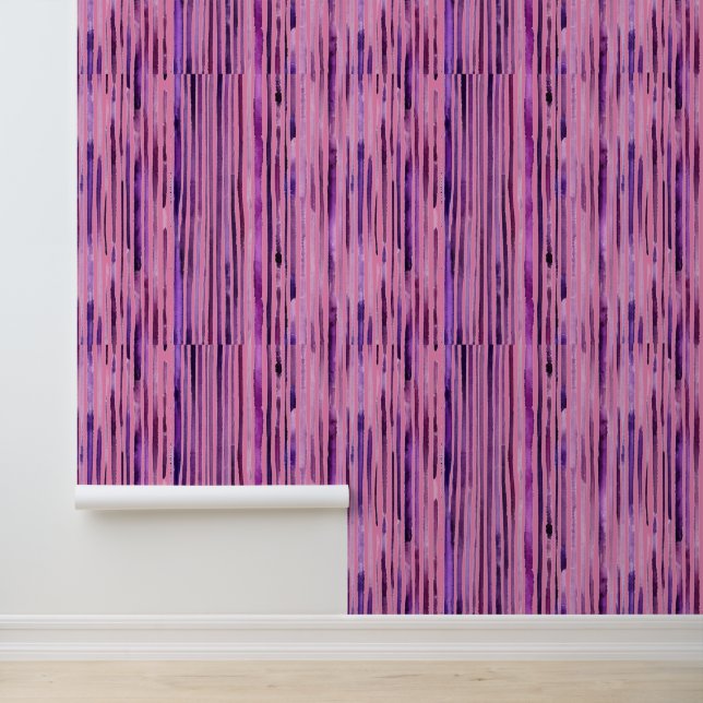 Watercolor Pink Purple Stripe Pattern Seamless Wallpaper (Application)