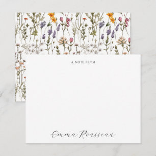 Watercolor Pink Purple Wildflowers Script  Card