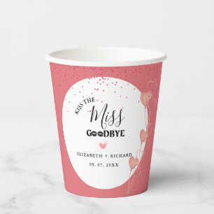 Watercolor pink & red Heart Sweet Thank You Party Paper Cups
