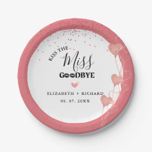 Watercolor pink & red Heart Sweet Thank You Party Paper Plate