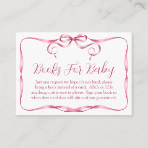 Watercolor Pink Ribbon Books For Baby Enclosure Card