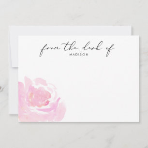 Watercolor Pink Rose Calligraphy Card