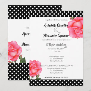 Watercolor Pink Rose Floral Art Wedding Invitation