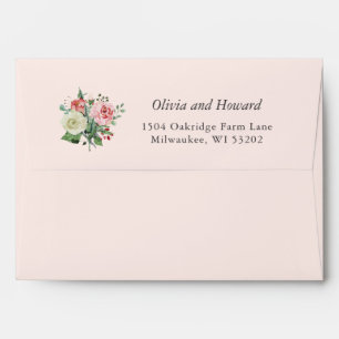 Watercolor Pink Rose Floral for 5x7 card Envelope