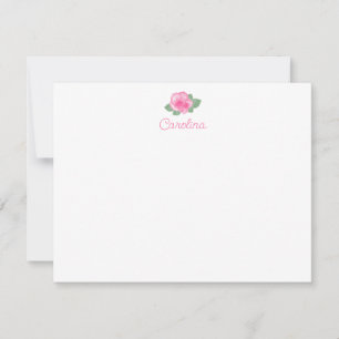 Watercolor Pink Rose Floral Stationery Girls Card