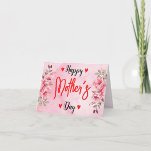 Watercolor Pink Rose Flower Mother's Day Artistic Card
