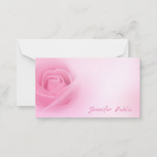 Watercolor Pink Rose Handwritten Script Name Chic Card