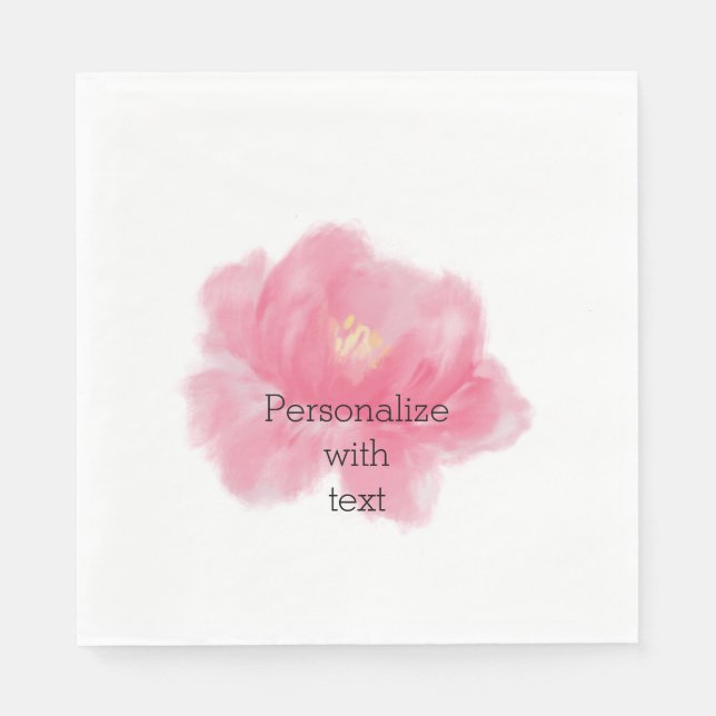 Watercolor Pink Rose Napkin (Front)
