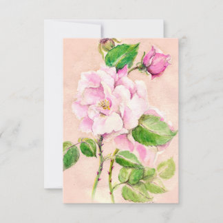Watercolor Pink Rose Notecards