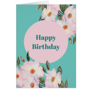 Watercolor Pink Roses Ballerina Botanical Birthday