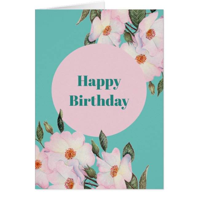 Watercolor Pink Roses Ballerina Botanical Birthday (Front)