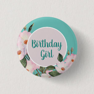 Watercolor Pink Roses Ballerina Botanical Painting 3 Cm Round Badge