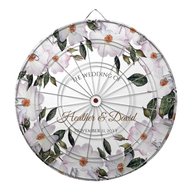 Watercolor Pink Roses Ballerina Floral Art Dartboard (Front)
