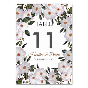 Watercolor Pink Roses Ballerina Floral Art Wedding Table Number