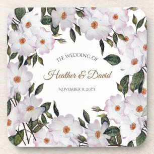 Watercolor Pink Roses Ballerina Floral Design Coaster