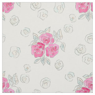 Watercolor . Pink roses . Fabric