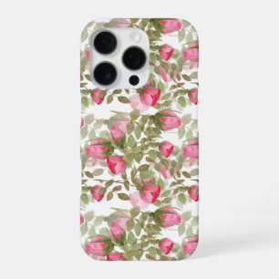 Watercolor pink roses flowers floral romantic prin iPhone 16 pro case
