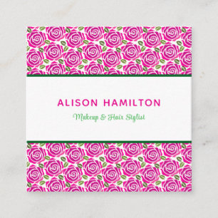 Watercolor Pink Roses MakeUp Hair Stylist Salon Appointment Card