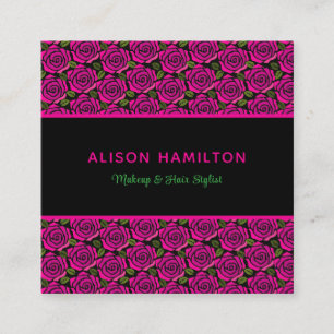 Watercolor Pink Roses MakeUp Hair Stylist Salon Appointment Card