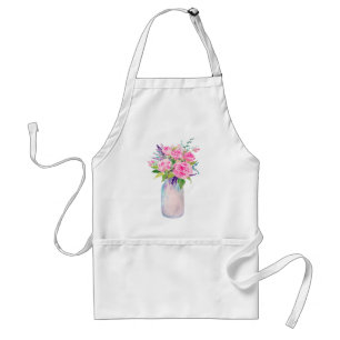 Watercolor Pink Roses Mason Jar Apron