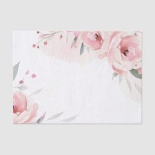 Watercolor Pink Roses Wedding Tissue Paper