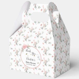 Watercolor Pink Roses with Butterflies Baby Shower Favour Box